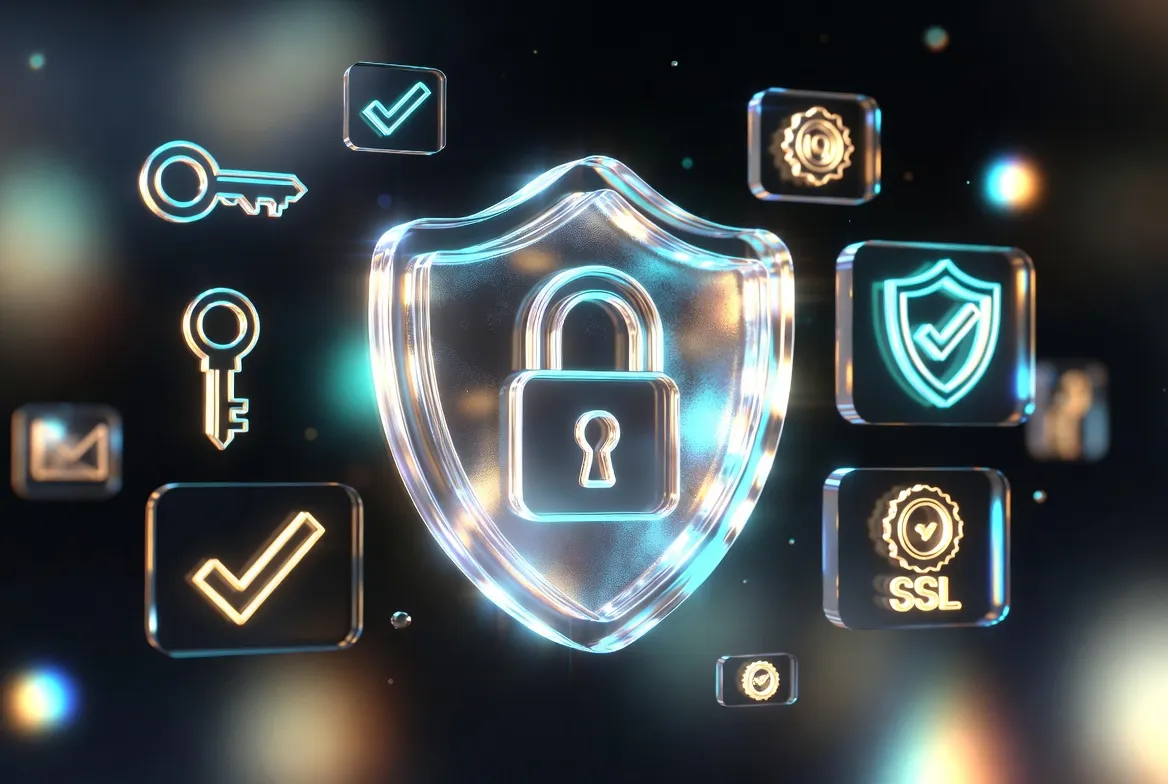 Caswino Casino SSL security shield with encryption, verification and data protection icons for safe gaming